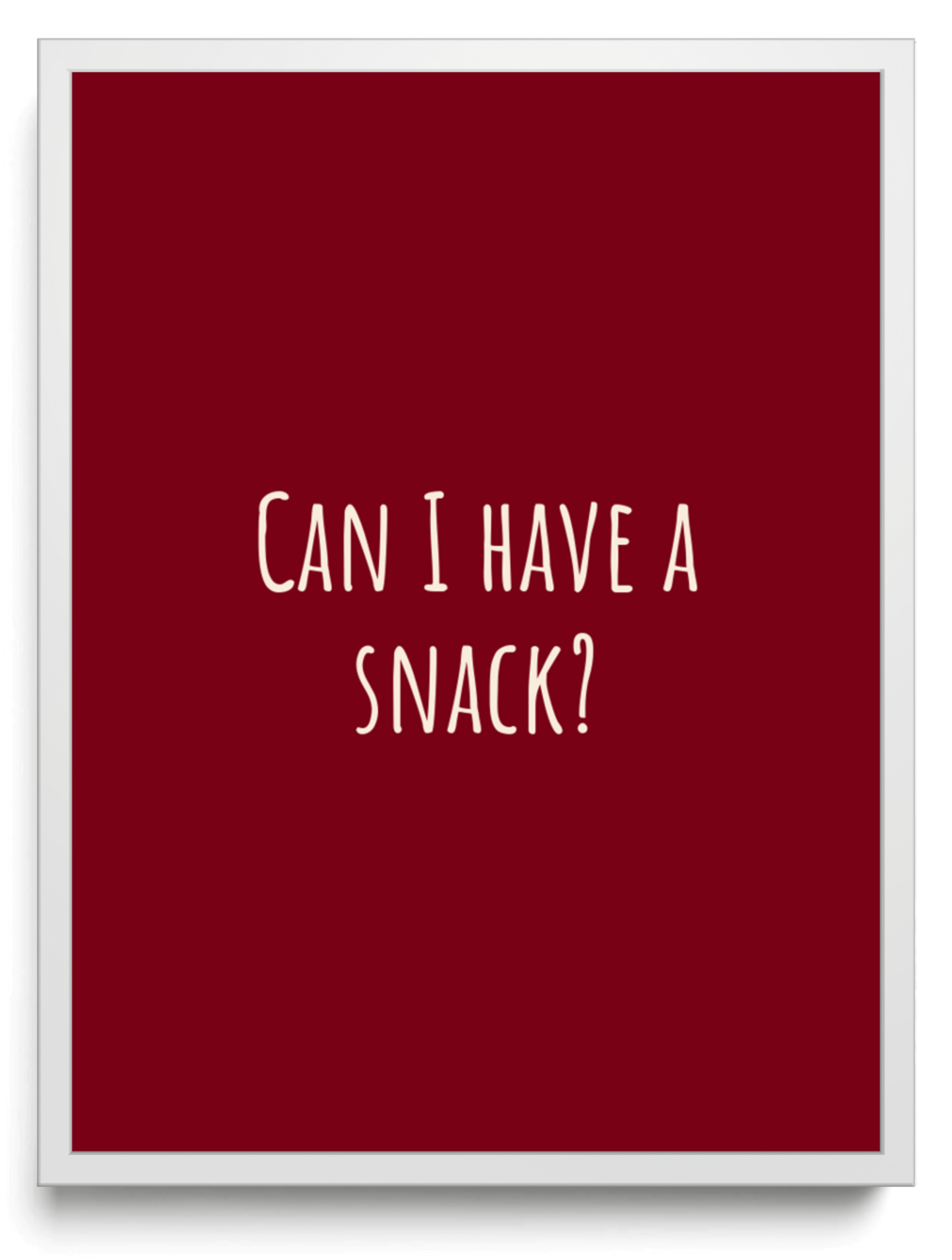 Can I have a snack framed typographic print