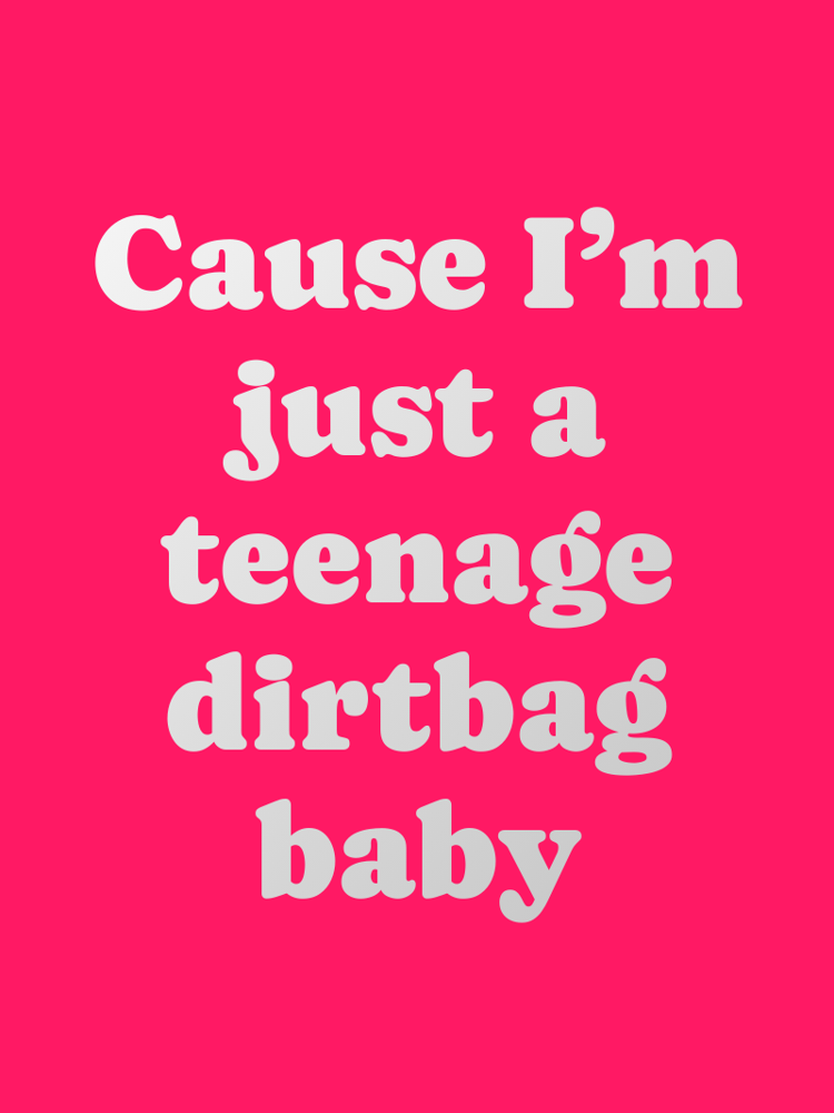 Cause Im just a teenage dirtbag baby typographic-print