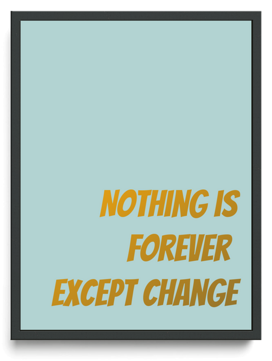 Nothing is forever except change framed typographic print